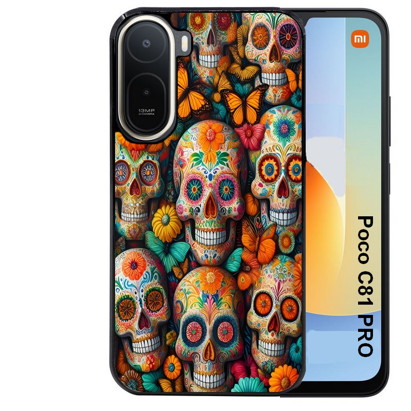 Coque pour POCO C81 PRO mort mexicaine papillon