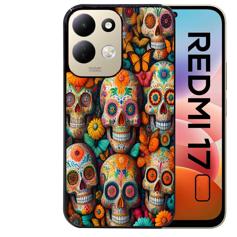 Coque pour Redmi 17 et 17C 4G 5G mort mexicaine papillon