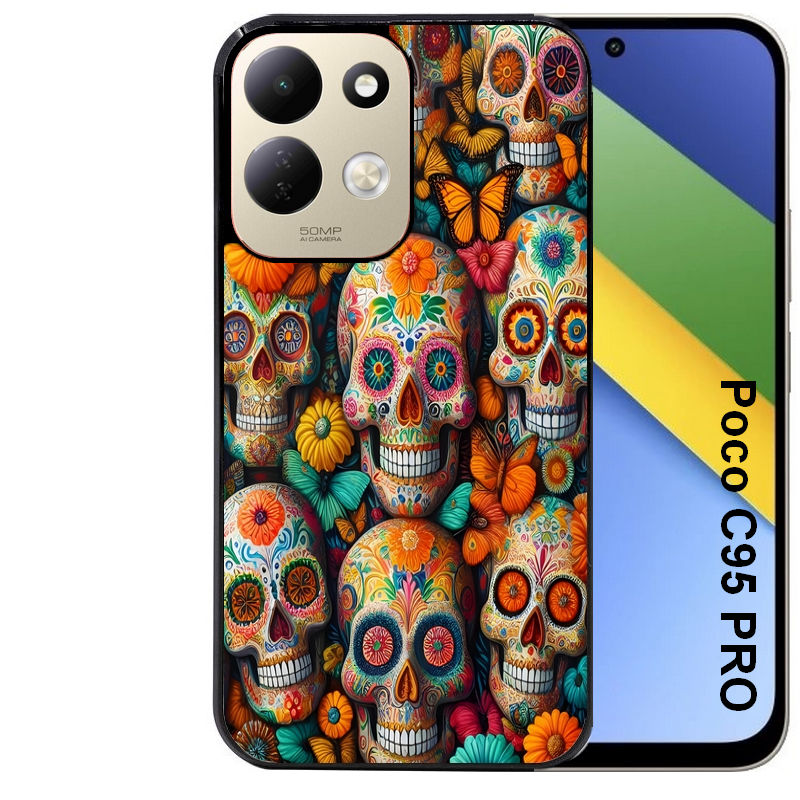 Coque pour POCO C95 PRO mort mexicaine papillon