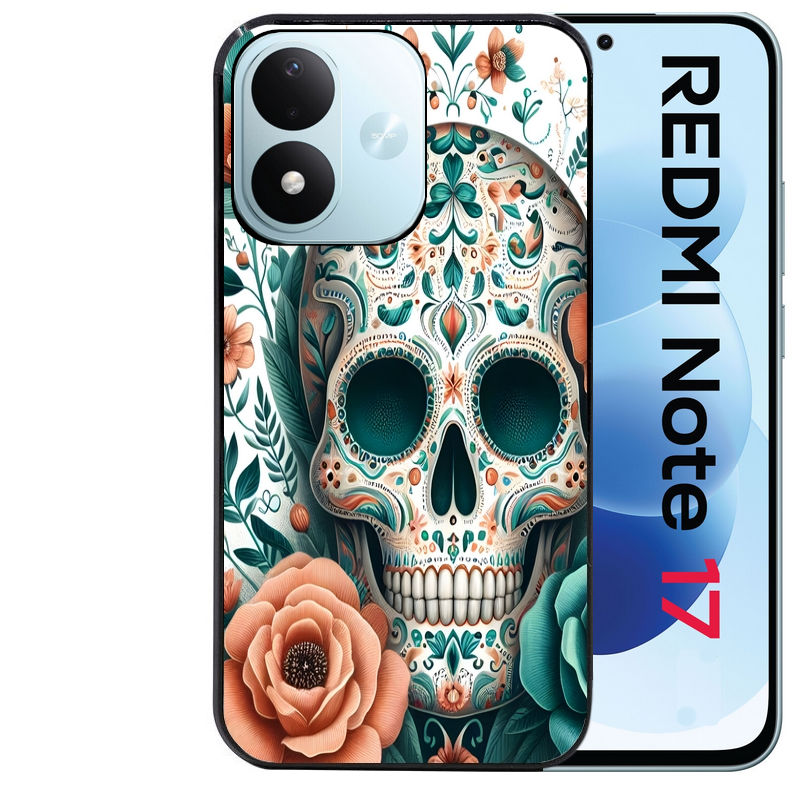 Coque pour Redmi Note 17 et PRO 4G 5G Max mort mexicaine turquoise