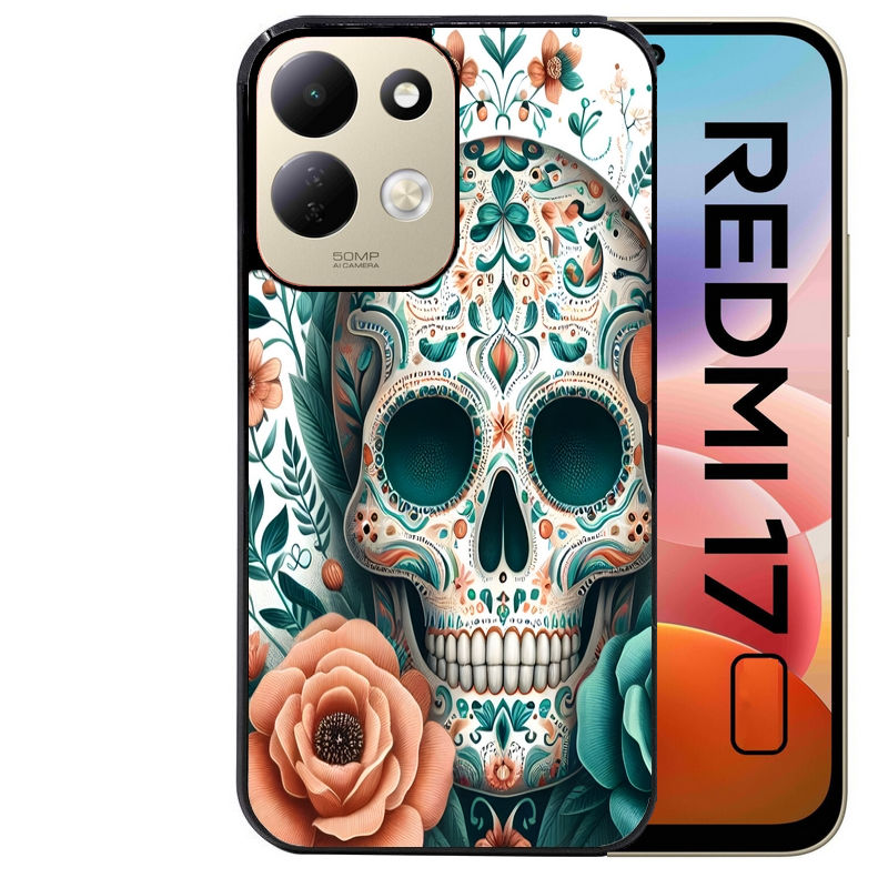 Coque pour Redmi 17 et 17C 4G 5G mort mexicaine turquoise