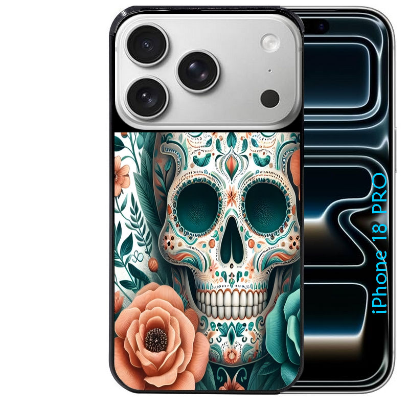 Coque pour Iphone 18 / PRO / PRO MAX / 18E mort mexicaine turquoise