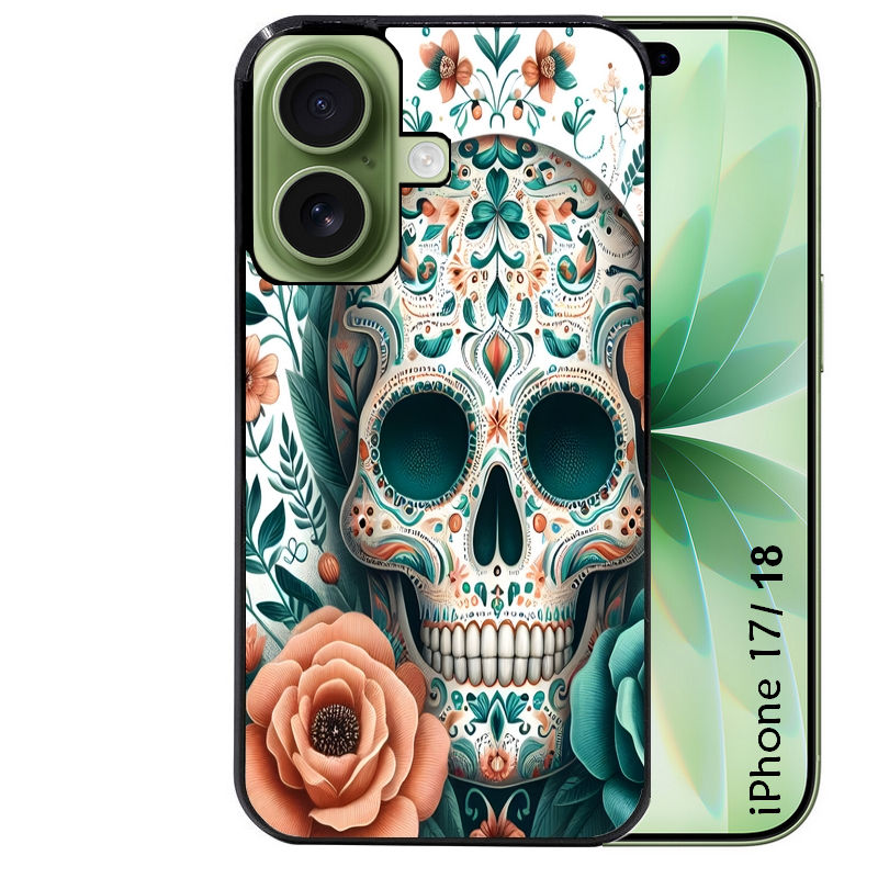 Coque pour Iphone 18 / PRO / PRO MAX / 18E mort mexicaine turquoise