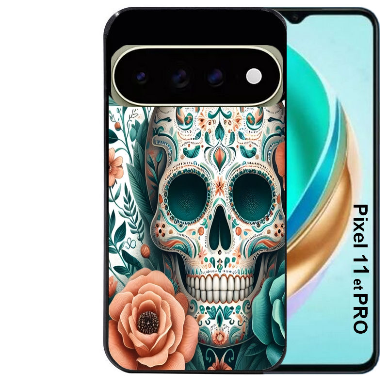 Coque pour Pixel 10 / 11 / PRO / XL mort mexicaine turquoise