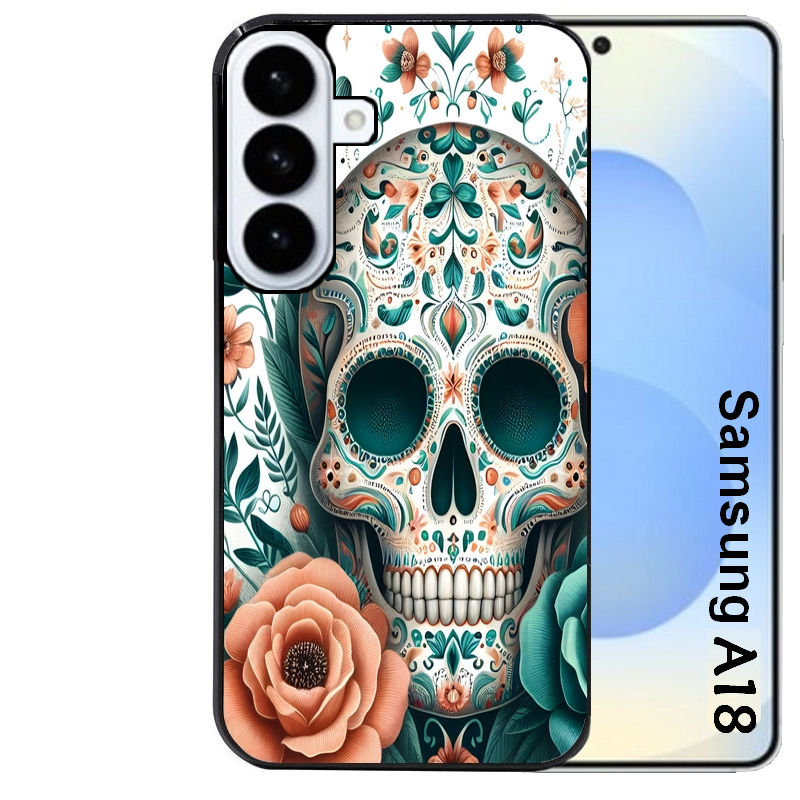 Coque pour Galaxy A08 A18 A28 A38 A58 mort mexicaine turquoise