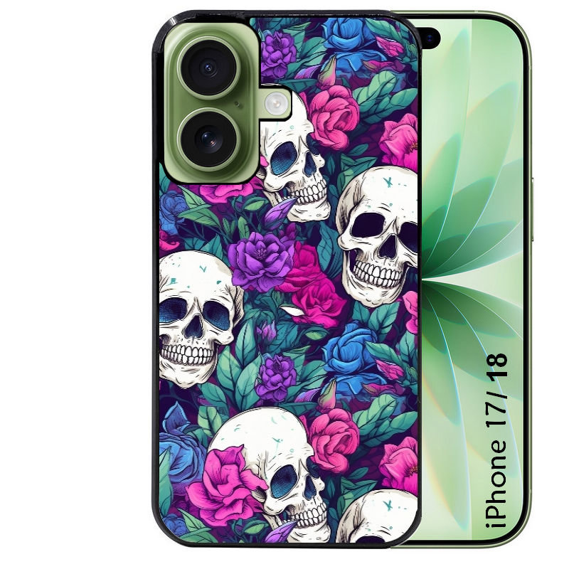 Coque pour Iphone 18 / PRO / PRO MAX / 18E tete de mort violet