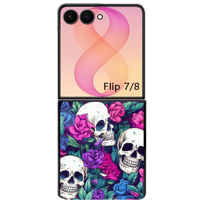 Coque pour Z FLIP 6 7 8 tete de mort violet
