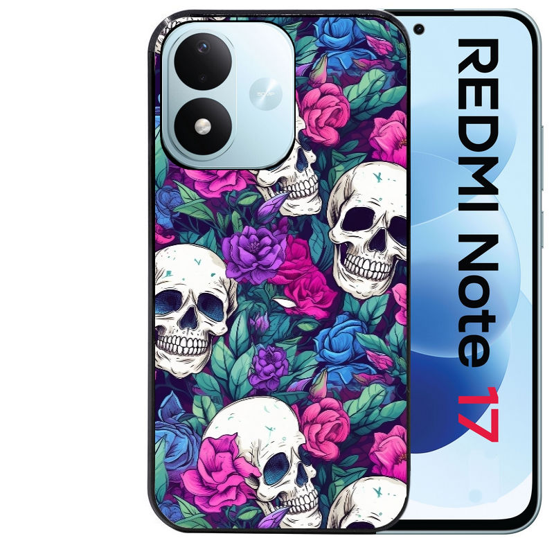Coque pour Redmi Note 17 et PRO 4G 5G Max tete de mort violet