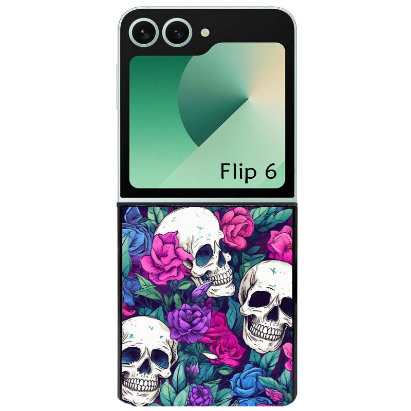 Coque pour Z FLIP 6 7 8 tete de mort violet