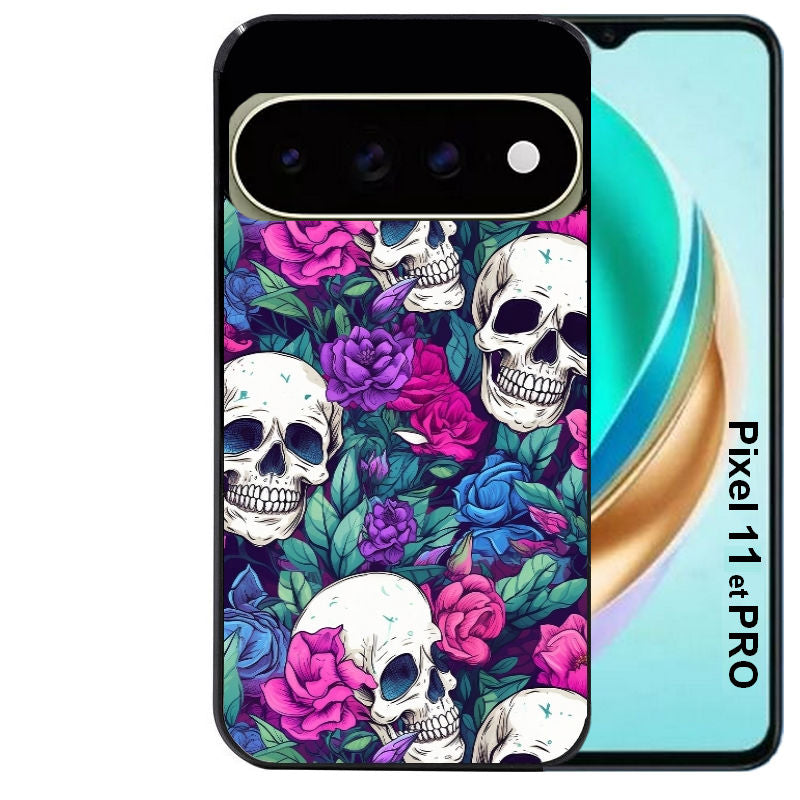 Coque pour Pixel 10 / 11 / PRO / XL tete de mort violet
