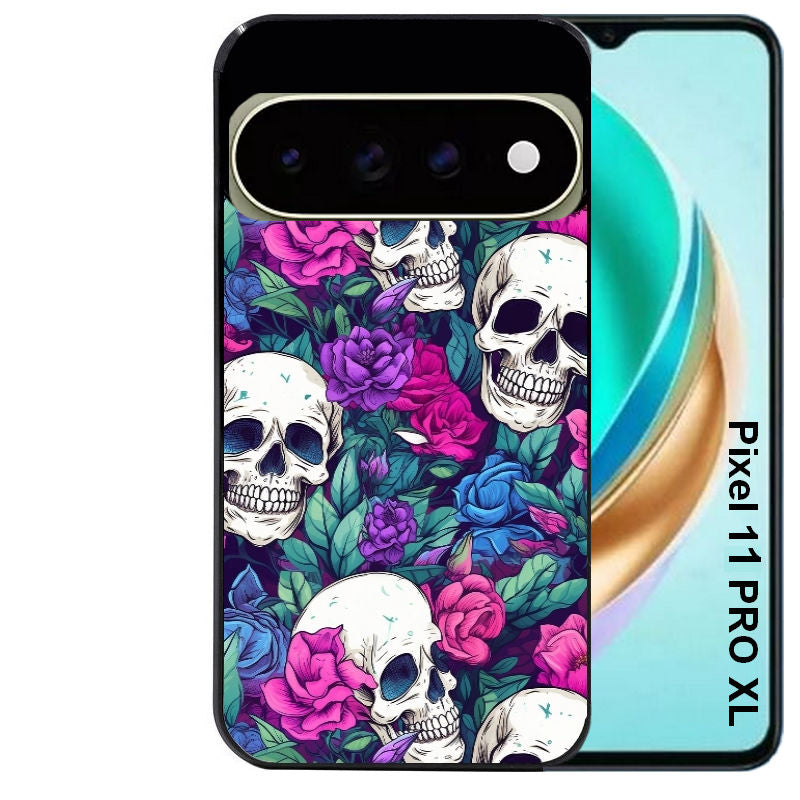 Coque pour Pixel 10 / 11 / PRO / XL tete de mort violet