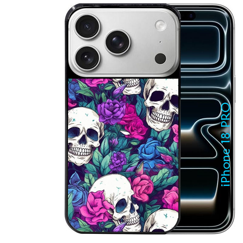 Coque pour Iphone 18 / PRO / PRO MAX / 18E tete de mort violet