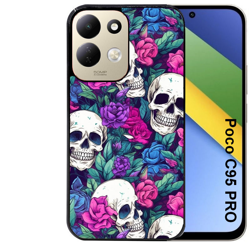 Coque pour POCO C95 PRO tete de mort violet