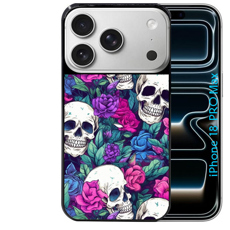 Coque pour Iphone 18 / PRO / PRO MAX / 18E tete de mort violet