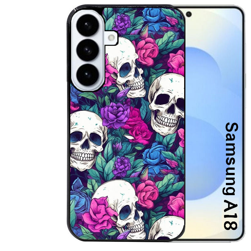 Coque pour Galaxy A08 A18 A28 A38 A58 tete de mort violet