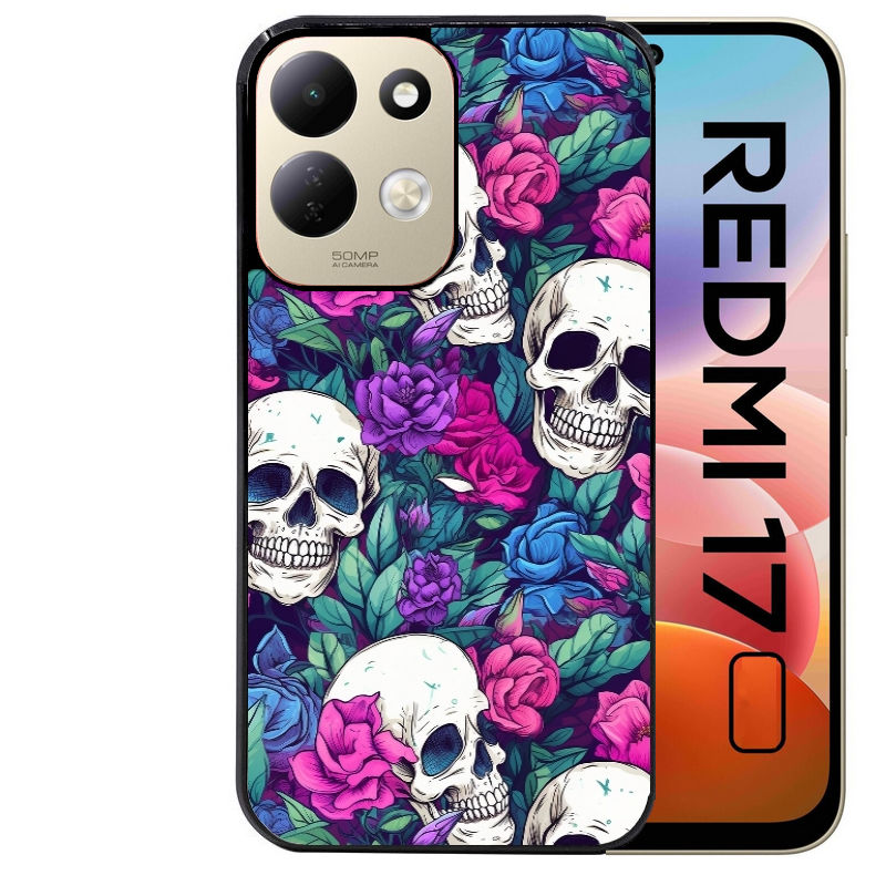 Coque pour Redmi 17 et 17C 4G 5G tete de mort violet