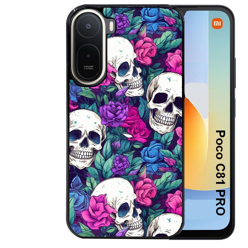 Coque pour POCO C81 PRO tete de mort violet