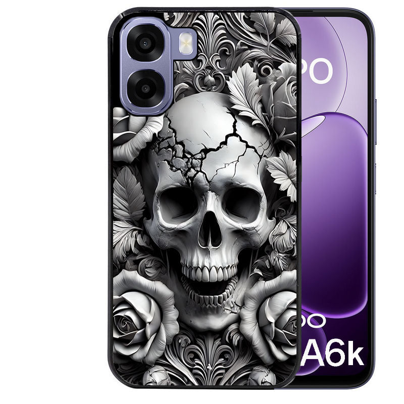 Coque pour Oppo A6 A6 A6K tete de mort fleur
