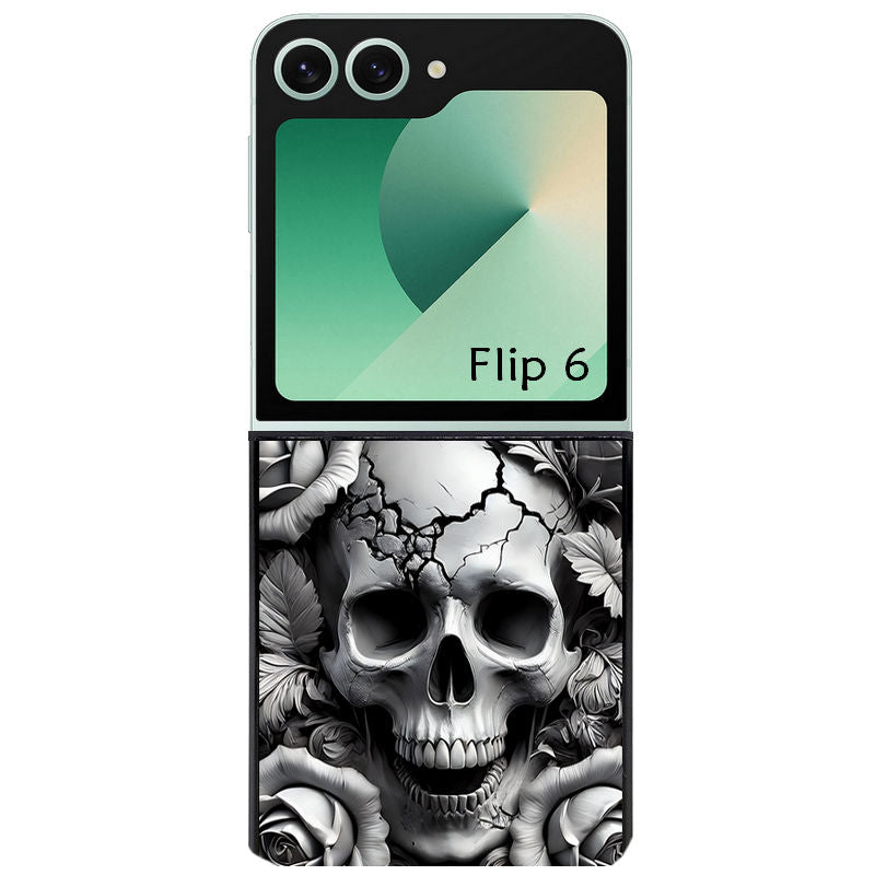 Coque pour Z FLIP 6 7 8 tete de mort fleur