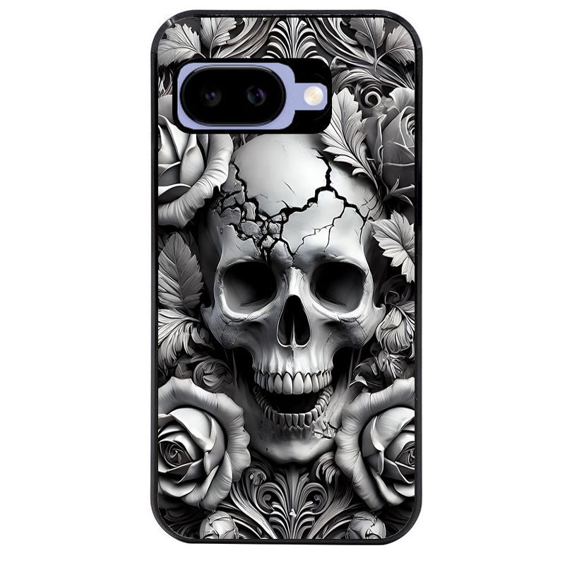 Coque pour Pixel 8A 9A 10A tete de mort fleur