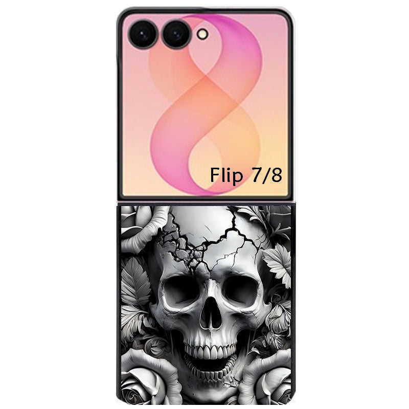 Coque pour Z FLIP 6 7 8 tete de mort fleur