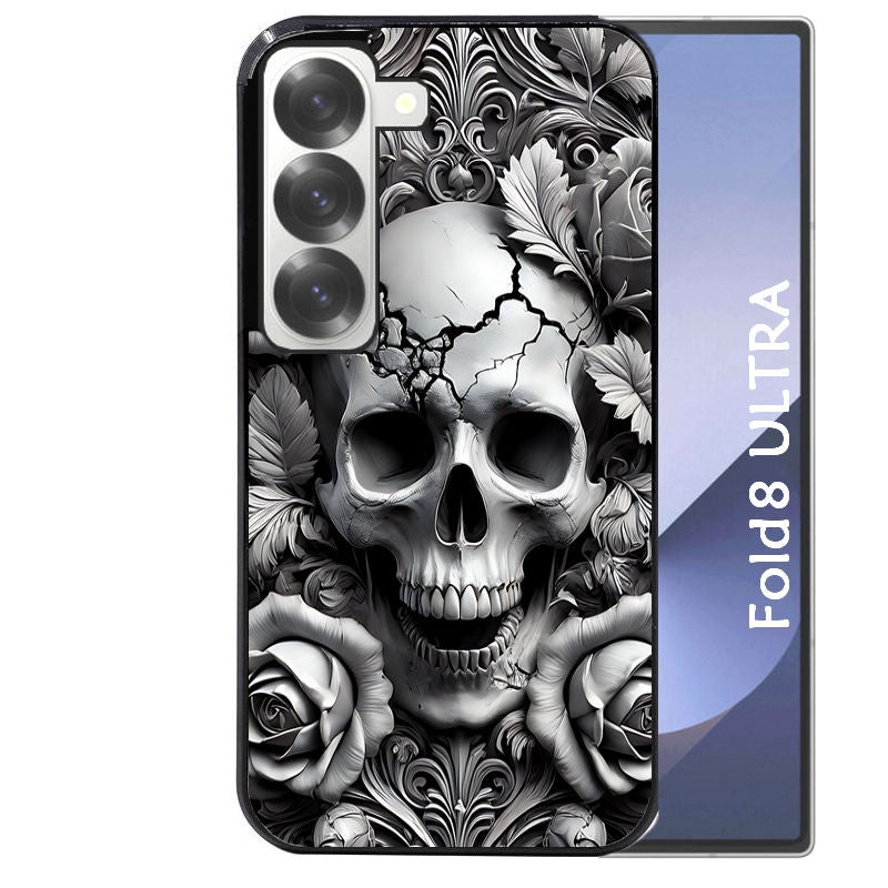 Coque pour Z Fold 8 / ULTRA tete de mort fleur