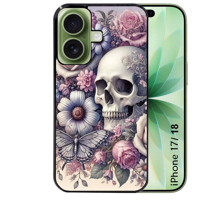 Coque pour Iphone 18 / PRO / PRO MAX / 18E tete de mort pastel