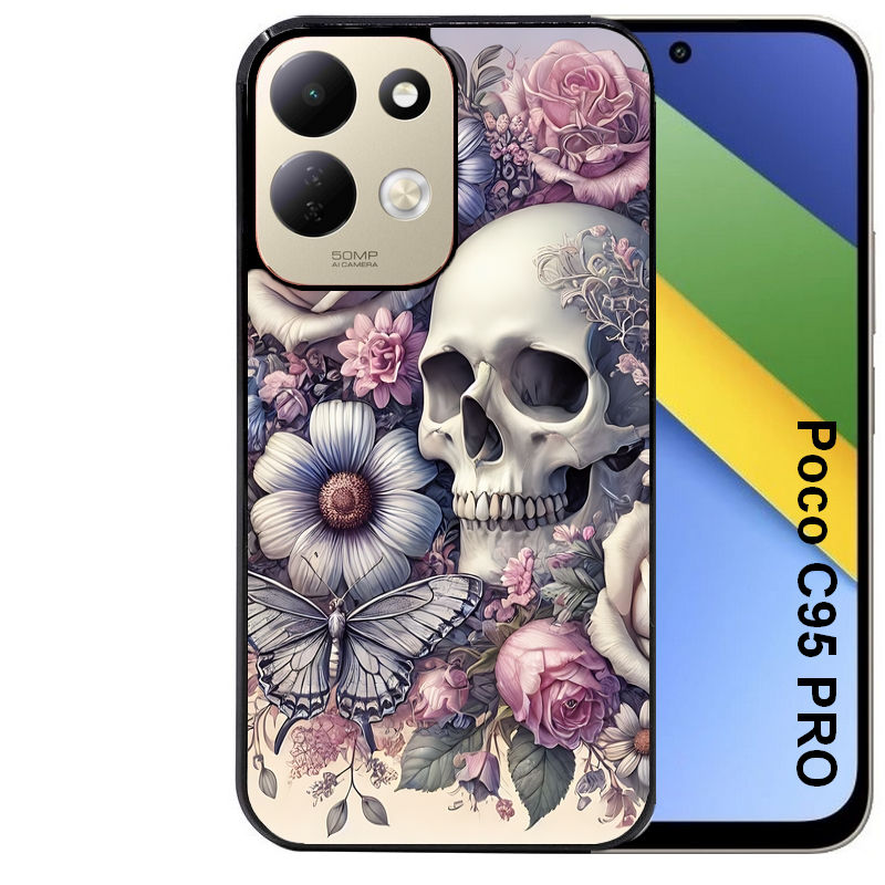 Coque pour POCO C95 PRO tete de mort pastel