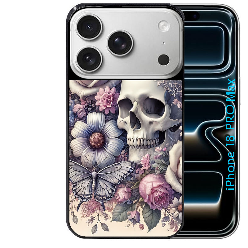 Coque pour Iphone 18 / PRO / PRO MAX / 18E tete de mort pastel