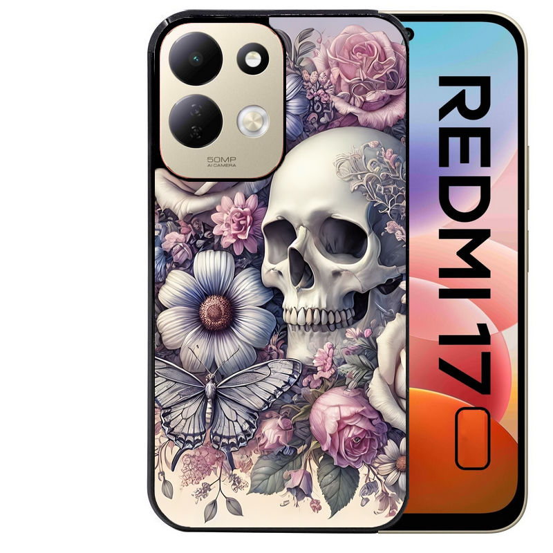 Coque pour Redmi 17 et 17C 4G 5G tete de mort pastel