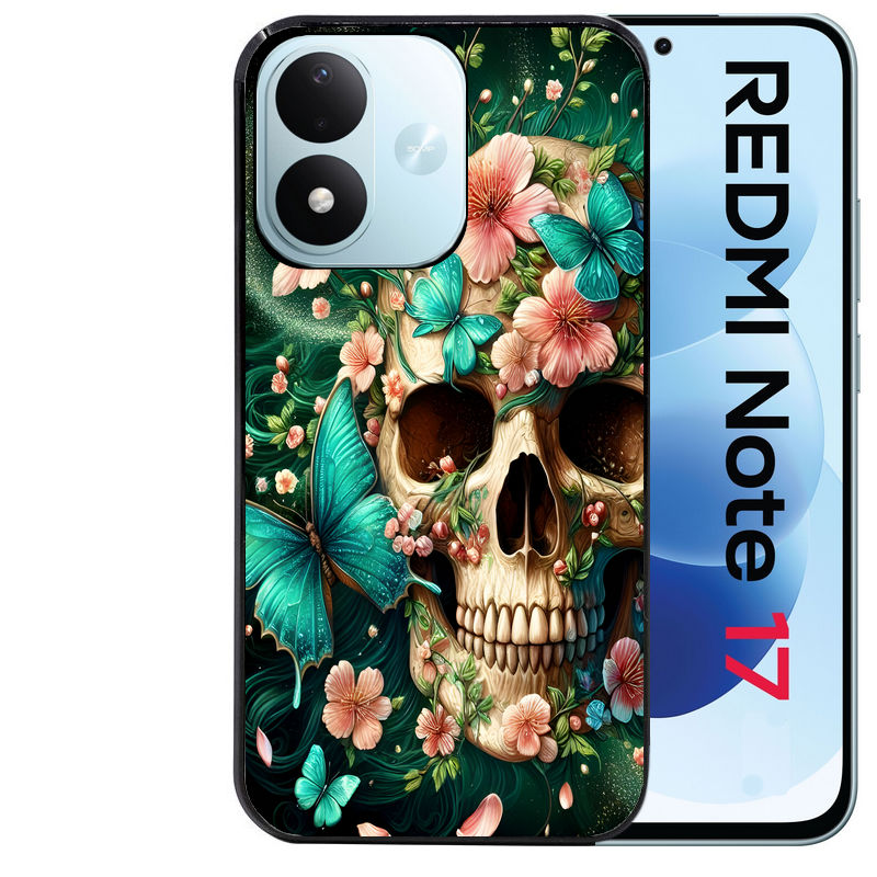 Coque pour Redmi Note 17 et PRO 4G 5G Max tete de mort skull printemps