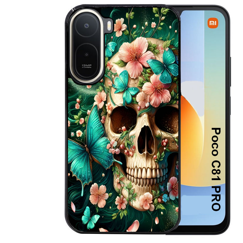 Coque pour POCO C81 PRO tete de mort skull printemps