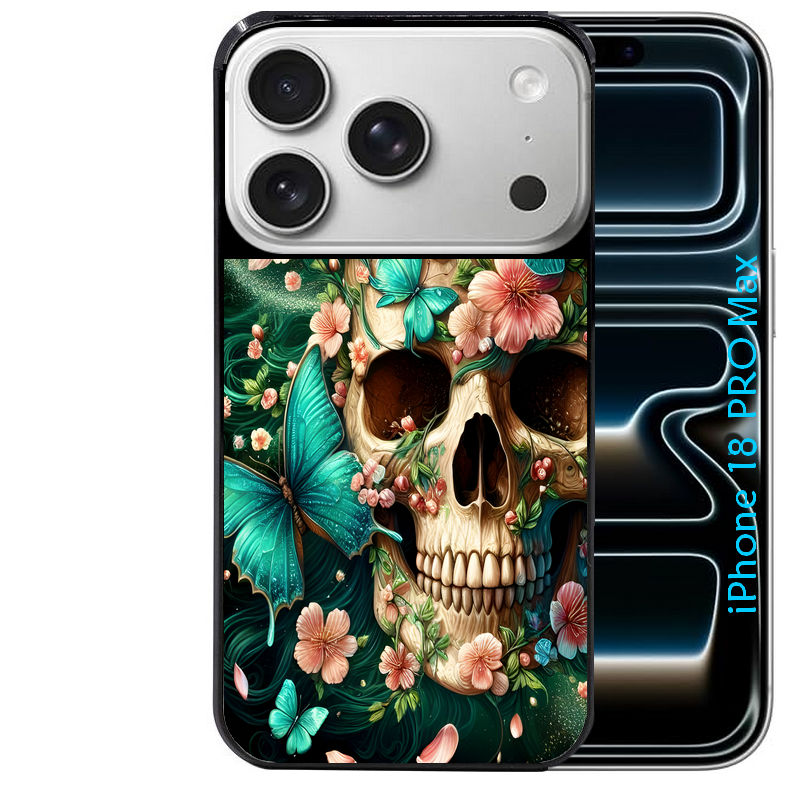 Coque pour Iphone 18 / PRO / PRO MAX / 18E tete de mort skull printemps