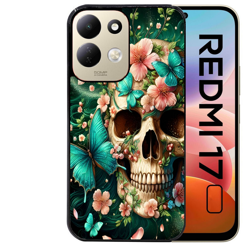 Coque pour Redmi 17 et 17C 4G 5G tete de mort skull printemps