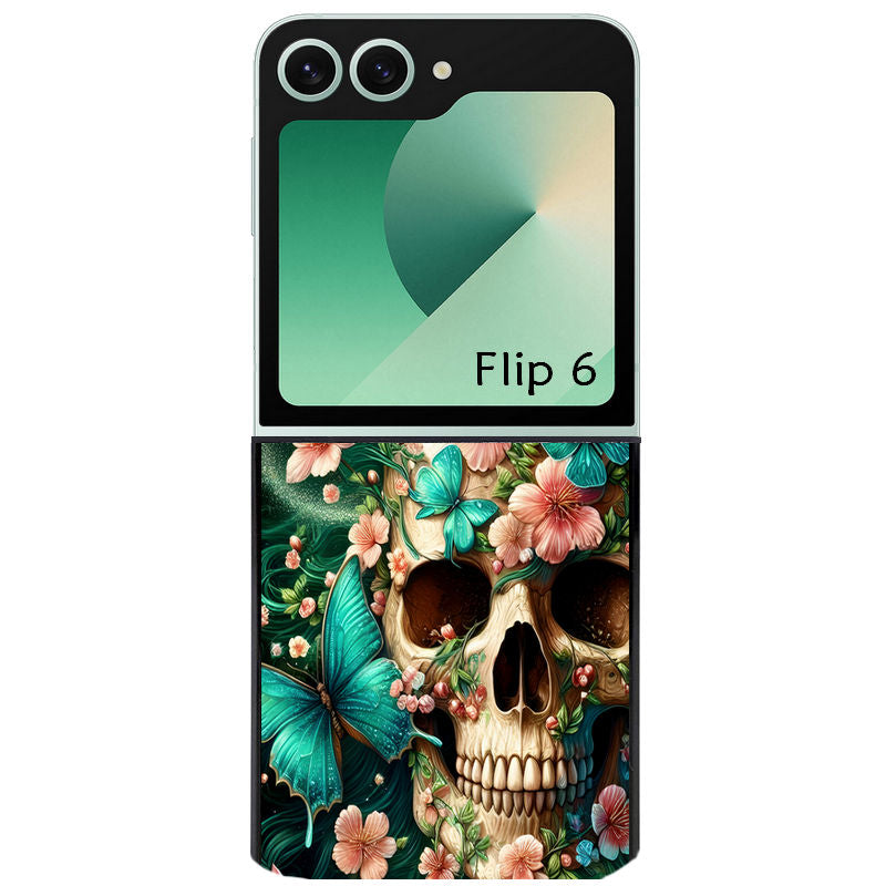 Coque pour Z FLIP 6 7 8 tete de mort skull printemps