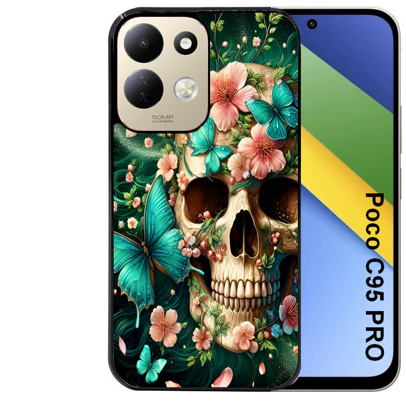 Coque pour POCO C95 PRO tete de mort skull printemps