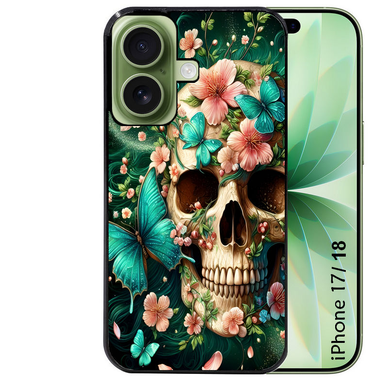 Coque pour Iphone 18 / PRO / PRO MAX / 18E tete de mort skull printemps