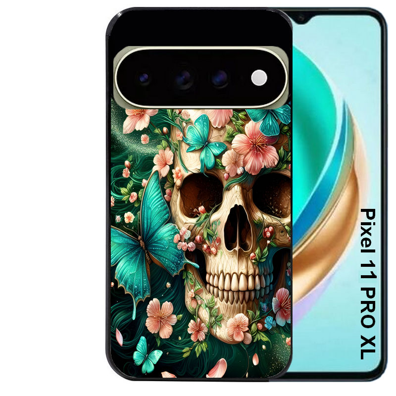 Coque pour Pixel 10 / 11 / PRO / XL tete de mort skull printemps