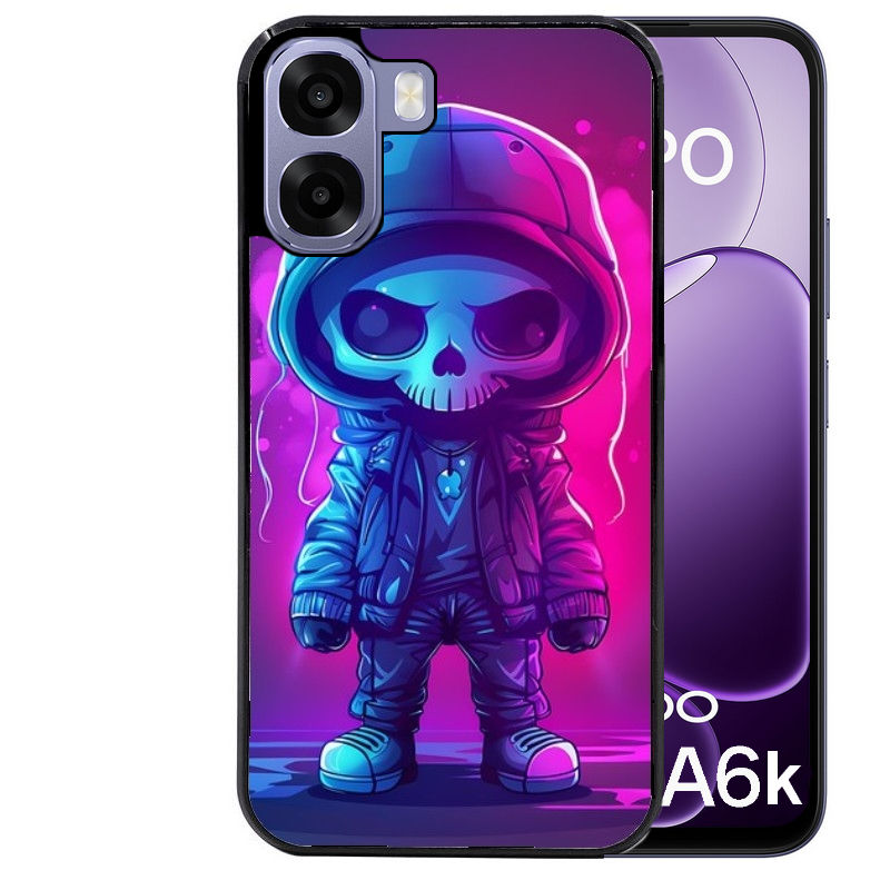 Coque pour Oppo A6 A6 A6K tete de mort skull fluo
