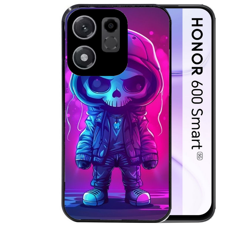 Coque pour Honor 600 SMART tete de mort skull fluo