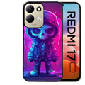 Coque pour Redmi 17 et 17C 4G 5G tete de mort skull fluo