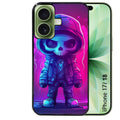 Coque pour Iphone 18 / PRO / PRO MAX / 18E tete de mort skull fluo