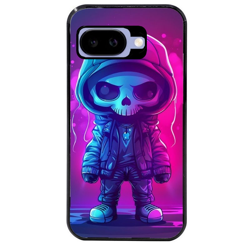 Coque pour Pixel 8A 9A 10A tete de mort skull fluo
