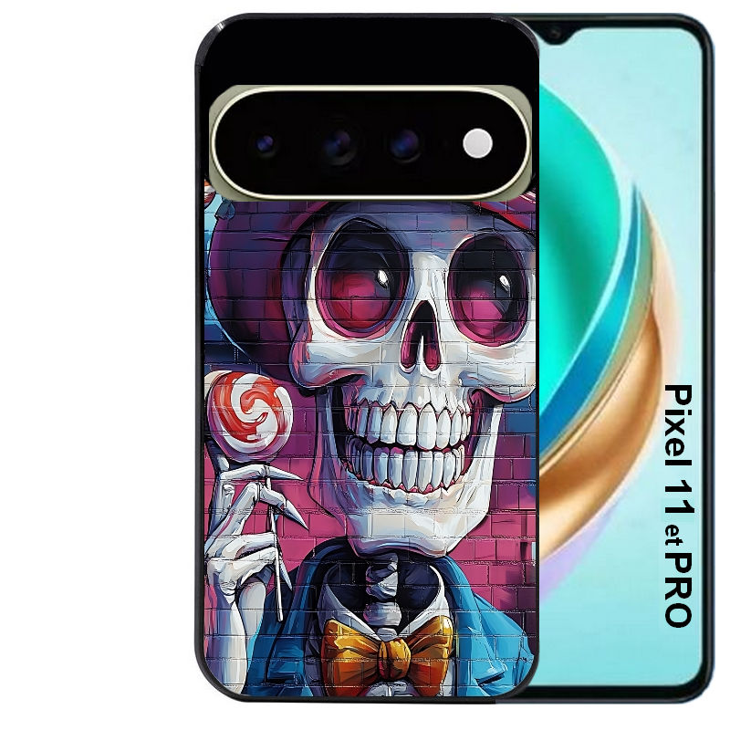 Coque pour Pixel 10 / 11 / PRO / XL tete de mort tag