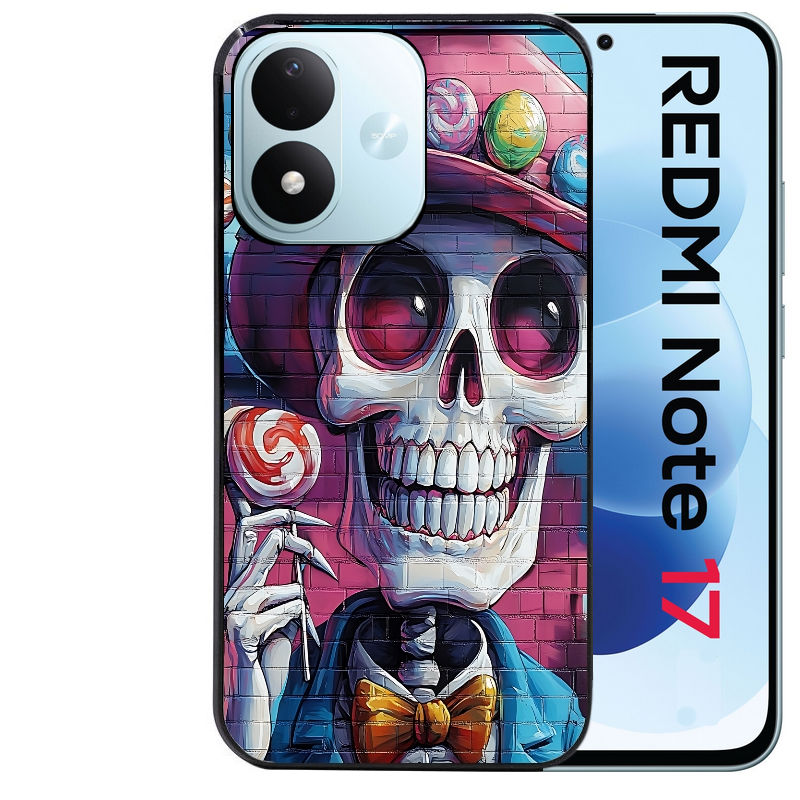 Coque pour Redmi Note 17 et PRO 4G 5G Max tete de mort tag