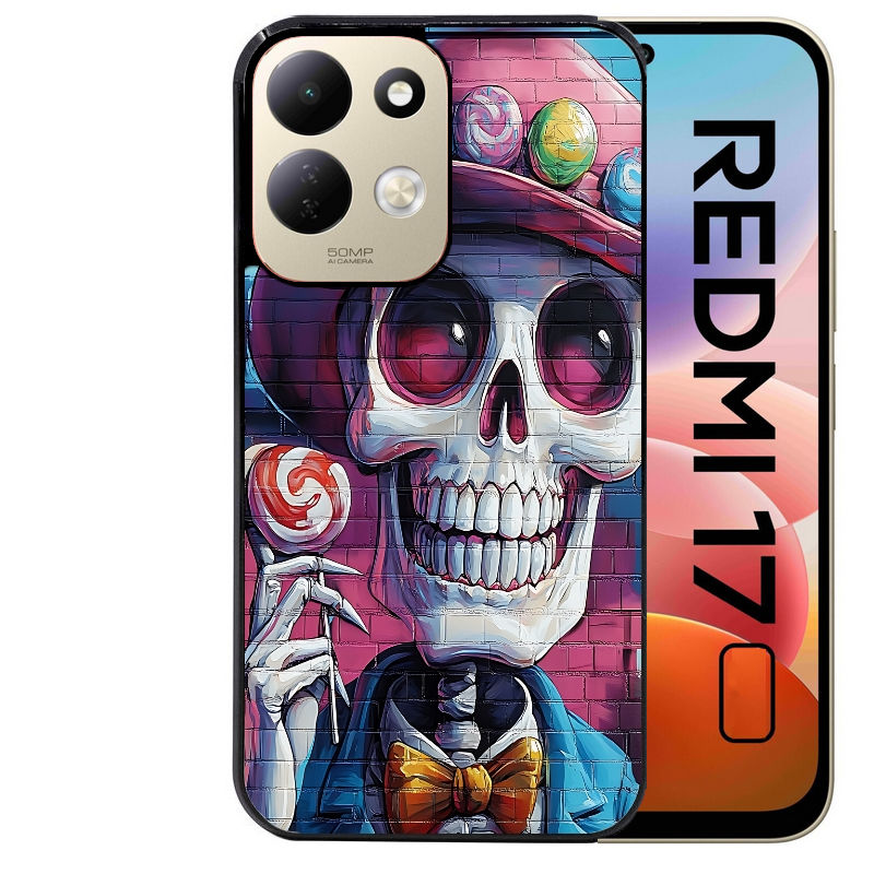 Coque pour Redmi 17 et 17C 4G 5G tete de mort tag