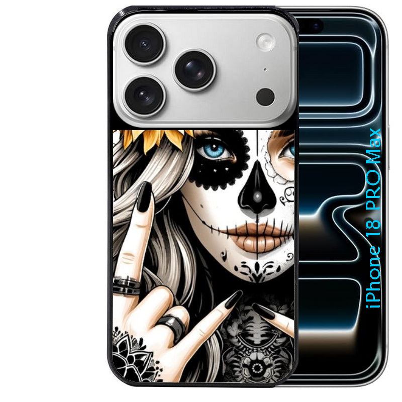 Coque pour Iphone 18 / PRO / PRO MAX / 18E tete de mort tatoo