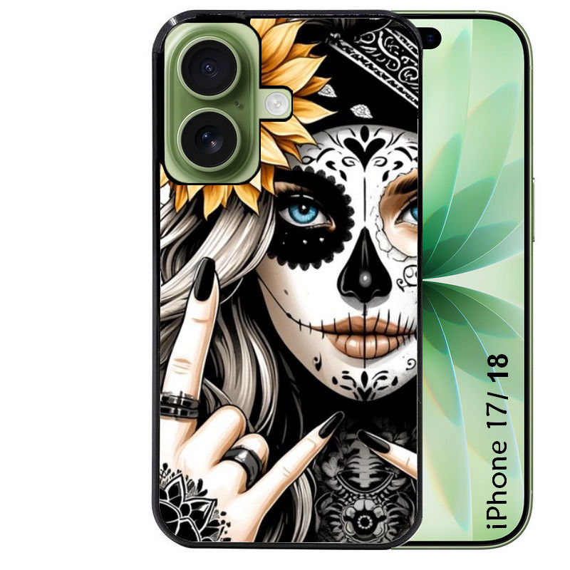 Coque pour Iphone 18 / PRO / PRO MAX / 18E tete de mort tatoo
