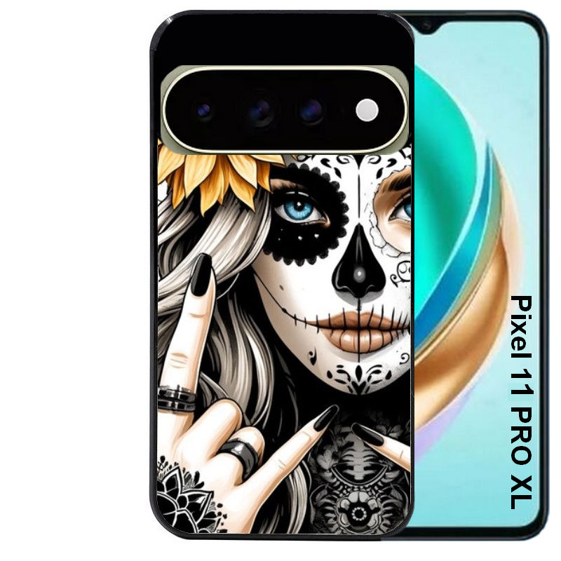 Coque pour Pixel 10 / 11 / PRO / XL tete de mort tatoo