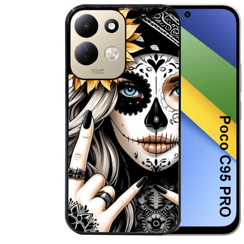 Coque pour POCO C95 PRO tete de mort tatoo